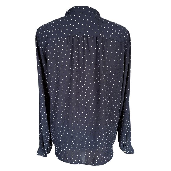 LOFT blue and white polka dot long sleeve button down blouse women's size XS - Picture 5 of 12